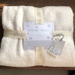 Barefoot Dreams CozyChic Rib Border Blanket - Cream